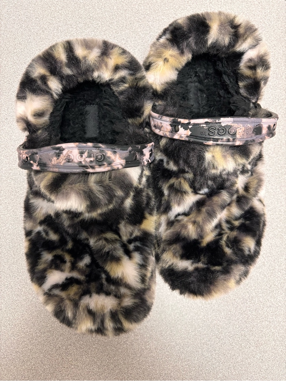 Crocs Classic Fur Sure Clog Black Multi Cheetah Print Women’s 9 Mens 7 NWT